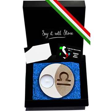 Libra Stone Tealight Candle Holder Handmade in Italy - Gift Box, Candle & Blank Message Card All Inc...