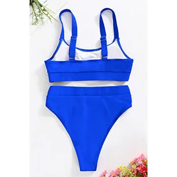 Stylish ZINPRETTY Women High Waisted Tummy Control Bikini Set