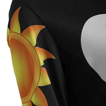 ZEZCLO Women's Long Sleeve Peter Pan Collar A-line Dress Halloween Costume Vintage Solar System Fit and Flare Dresses Black XL