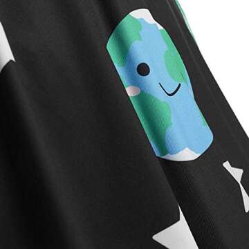 ZEZCLO Women's Long Sleeve Peter Pan Collar A-line Dress Halloween Costume Vintage Solar System Fit and Flare Dresses Black XL