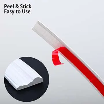 TriMold Peel and Stick Chair Rail Molding, Self-Adhesive Wall Trim for Home Decoration & Wall Protection, 9.8ft x 1.6in