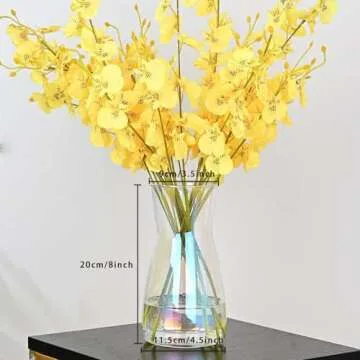 Elegant 8 Inch Iridescent Glass Flower Vase for Home Decor