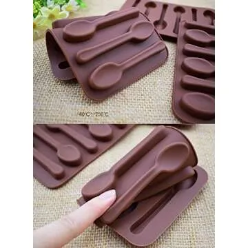 NUOMI 2 Pack Silicone Spoon Chocolate Molds 6 Cavities Candy Making Molds DIY Specialty Bakeware, Brown, Small-14.5X9.8 CM