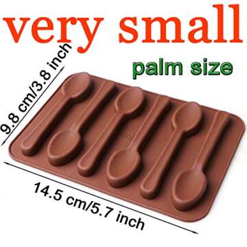NUOMI 2 Pack Silicone Spoon Chocolate Molds 6 Cavities Candy Making Molds DIY Specialty Bakeware, Brown, Small-14.5X9.8 CM