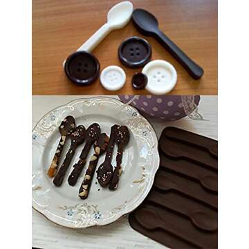 NUOMI 2 Pack Silicone Spoon Chocolate Molds 6 Cavities Candy Making Molds DIY Specialty Bakeware, Brown, Small-14.5X9.8 CM