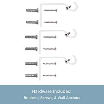 Kenney KN55251 Davenport Ball End Petite Café Decorative Window Curtain Rod, 48-86" Adjustable Length, White Finish, 1/2" Diameter Steel Tube