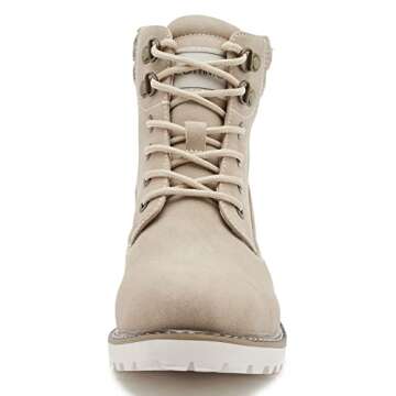 COTTIMO Work Hiking Snow Boots for Women - Waterproof Winter White Ankle Shoes Non Slip Fashion Lightweight Casual Cute Fur Warm Booties W102-LMW03-BEIGE-8.5