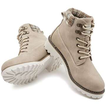 COTTIMO Work Hiking Snow Boots for Women - Waterproof Winter White Ankle Shoes Non Slip Fashion Lightweight Casual Cute Fur Warm Booties W102-LMW03-BEIGE-8.5