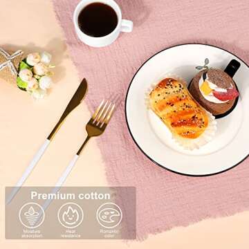 TURSTIN 12 Pieces Cotton Linen Cloth Napkin Handmade Cloth Napkin with Fringe 17 x 17 Inch Soft Cloth Dinner Wedding Napkin Square Rustic Fringe Napkin for Dinners, Parties, Weddings, Dusty Pink