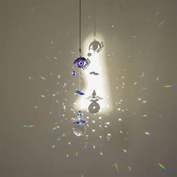 3pcs Evil Eye Suncatchers with Crystal Prism Balls Window Hanging Decoration Ornament Sun Catchers Rainbow Maker Pendant