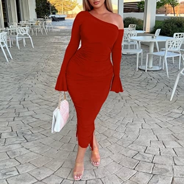 Sexy Red Off-Shoulder Bodycon Dress for Cocktail Parties