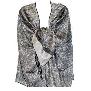 Silver FeverSILVERFEVER Women's Shawl Vintage Jacquard Paisley Pashmina Special Occasion Wrap Evenin...
