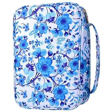 G-LEAF Bible Cover Case/Book Cover, Bible Case for Women Girls, Bible Cover Bags Floral Pattern With Handle Fits for Standard Size Bible, 9.5x6.7x2.5 In