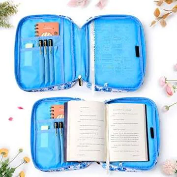 G-LEAF Bible Cover Case/Book Cover, Bible Case for Women Girls, Bible Cover Bags Floral Pattern With Handle Fits for Standard Size Bible, 9.5x6.7x2.5 In