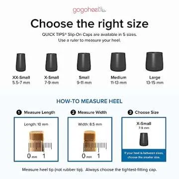 GoGoHeel Quick Tips - The Original High Heel Protector & Heel Repair Caps - 2 Pairs (X-Small, Small, Black)