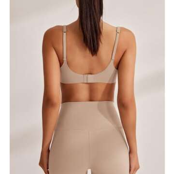 REORIA Women's Plunge Padded Nipple Push Up Bras Comfortable Smoothing Lightweight Supportive Underwire Push Up Tshirt Bras Clay 32B