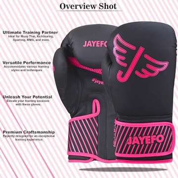 Jayefo Glorious Professional Boxing Gloves with Gel - Leather Sparring Gloves for Boxing, Kick Boxing, Muay Thai and MMA - Heavy Bag Gloves for Heavy Boxing Punching Bag - 16 OZ - Pink