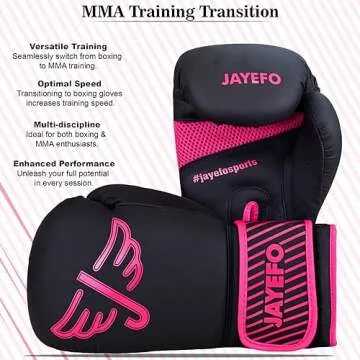Jayefo Glorious Professional Boxing Gloves with Gel - Leather Sparring Gloves for Boxing, Kick Boxing, Muay Thai and MMA - Heavy Bag Gloves for Heavy Boxing Punching Bag - 16 OZ - Pink