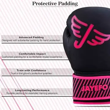 Jayefo Glorious Professional Boxing Gloves with Gel - Leather Sparring Gloves for Boxing, Kick Boxing, Muay Thai and MMA - Heavy Bag Gloves for Heavy Boxing Punching Bag - 16 OZ - Pink