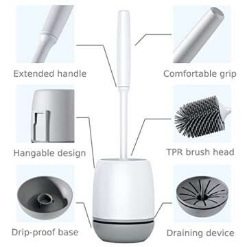 Premium 3-Pack TPR Toilet Bowl Brush Set for Homes