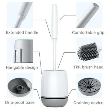 Premium 3-Pack TPR Toilet Bowl Brush Set for Homes