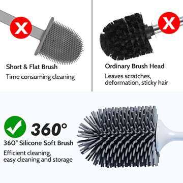 Premium 3-Pack TPR Toilet Bowl Brush Set for Homes