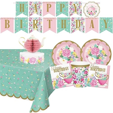 Floral Tea Party Decorations for 16 - Quality Set Included