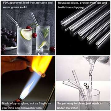 Reusable Glass Drinking Straws, Healthy Boba Smoothie Straws, ECO Friendly - BPA Free, 8.7" x 14mm /...