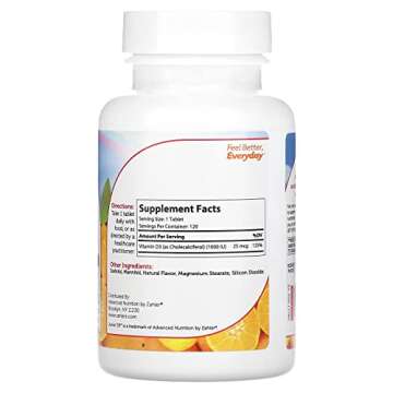 Zahler Junior D3 Vitamins 1000 IU - Chewable Vitamin D3 for Kids - Kosher Kids Vitamin D3 Orange Fla...