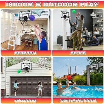 Basketball Hoop Indoor for Kids,LED Light Mini Basketball Hoop with 3 Balls & Electronic Scoreboard,Over The Door Basketball Hoop,Basketball Toys Gift for Kids 3-12 Year Old Boys Girls Teen