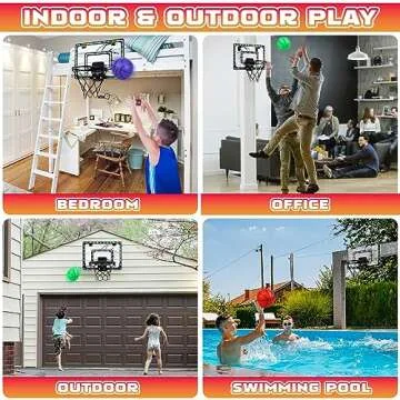 Basketball Hoop Indoor for Kids,LED Light Mini Basketball Hoop with 3 Balls & Electronic Scoreboard,Over The Door Basketball Hoop,Basketball Toys Gift for Kids 3-12 Year Old Boys Girls Teen