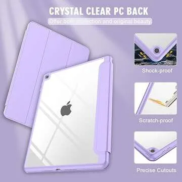 ToaPoia iPad 9th Generation Case 2021/iPad 8th Generation Case 2020 10.2 Inch with Pencil Holder, iPad 7th Gen 2019 Case with Clear Transparent Back, Auto Wake/Sleep Cover(Clove Purple)