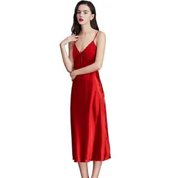 Elegant ASHER FASHION Satin Nightgown for Women