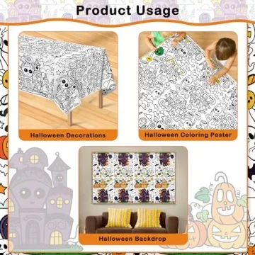 Creative OHOME Halloween Coloring Tablecloth for Parties