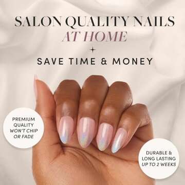 Glamnetic Press On Nails - Winter Storm | Semi-Transparent Short Almond Nails, Reusable | 15 Sizes -...
