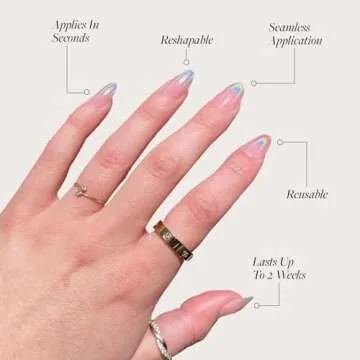 Glamnetic Press On Nails - Winter Storm | Semi-Transparent Short Almond Nails, Reusable | 15 Sizes - 30 Nail Kit