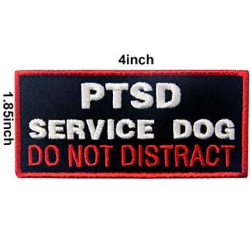Service Dog PTSD Do Not Distract, Not All Disabilities are Visible, Stress Stress Anxiety Response Vests/Harnesses Emblem Embroidered Fastener Hook Loop Backing Patches