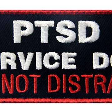 Service Dog PTSD Do Not Distract, Not All Disabilities are Visible, Stress Stress Anxiety Response Vests/Harnesses Emblem Embroidered Fastener Hook Loop Backing Patches