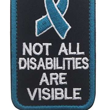 Service Dog PTSD Do Not Distract, Not All Disabilities are Visible, Stress Stress Anxiety Response Vests/Harnesses Emblem Embroidered Fastener Hook Loop Backing Patches