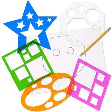 Karty Shape Stencil Set for Kids - 10 Piece Set - Colorful Drawing Template Kit - Fun Arts and Craft...