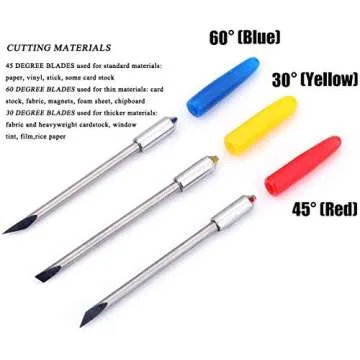 EVISWIY CB09 Blades for Silhouette Cameo 3/2/1/Portrait/Curio/with Graphtec Holder Housing 15PCS (30/45/60 Degree) Cutting Blades for Cameo Replacement Accessories Buddle