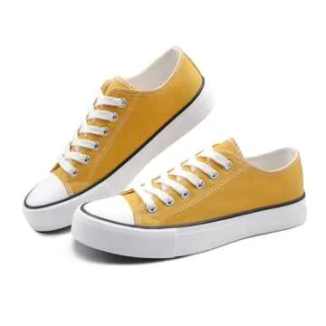 ANTLULU Womens Canvas Shoes Low Top Lace up Fashion Sneakers Classic Black and White