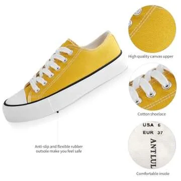 ANTLULU Womens Canvas Shoes Stylish Casual Sneakers