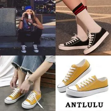 ANTLULU Womens Canvas Shoes Stylish Casual Sneakers