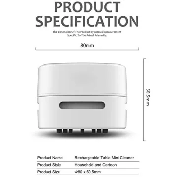 ODISTAR Desktop Vacuum Cleaner, Mini Table dust Sweeper Energy Saving,High Endurance up to 400 mins,360º Rotatable Design for Keyboard/Home/School/Office (White)