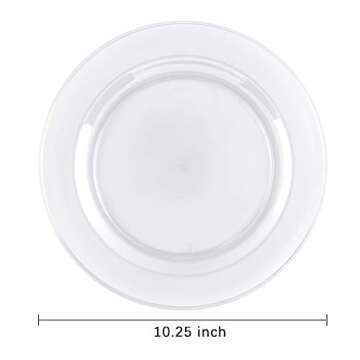 bUCLA 100 Pieces Clear Plastic Plates - 10.25 inch Disposable Dinner Plates for Weddings & Parties