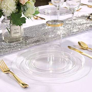bUCLA 100 Pcs Clear Plastic Plates for Elegant Events