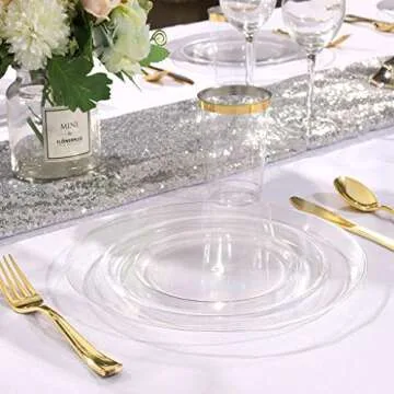 bUCLA 100 Pcs Clear Plastic Plates for Elegant Events