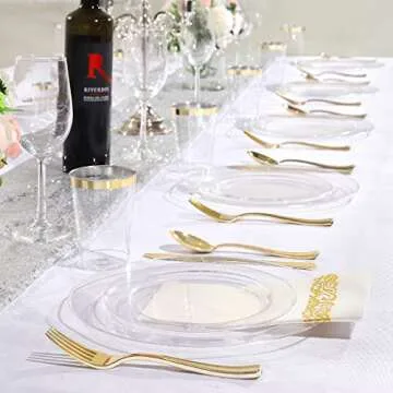 bUCLA 100 Pcs Clear Plastic Plates for Elegant Events