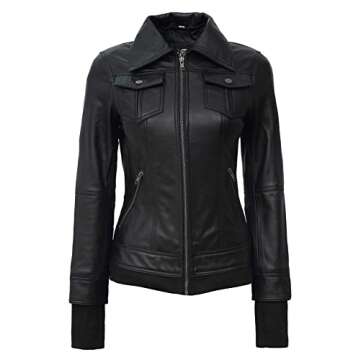 Blingsoul Real Leather Bomber Jacket Women With Detachable Hood for Timeless Style
